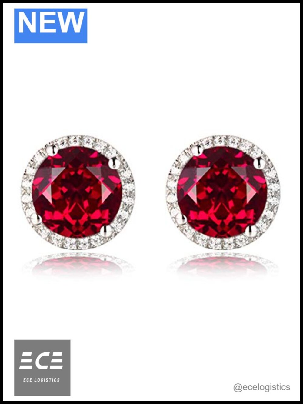 925 Sterling Silver 8mm Round Stud Earrings White Gold Plated 4.5ct